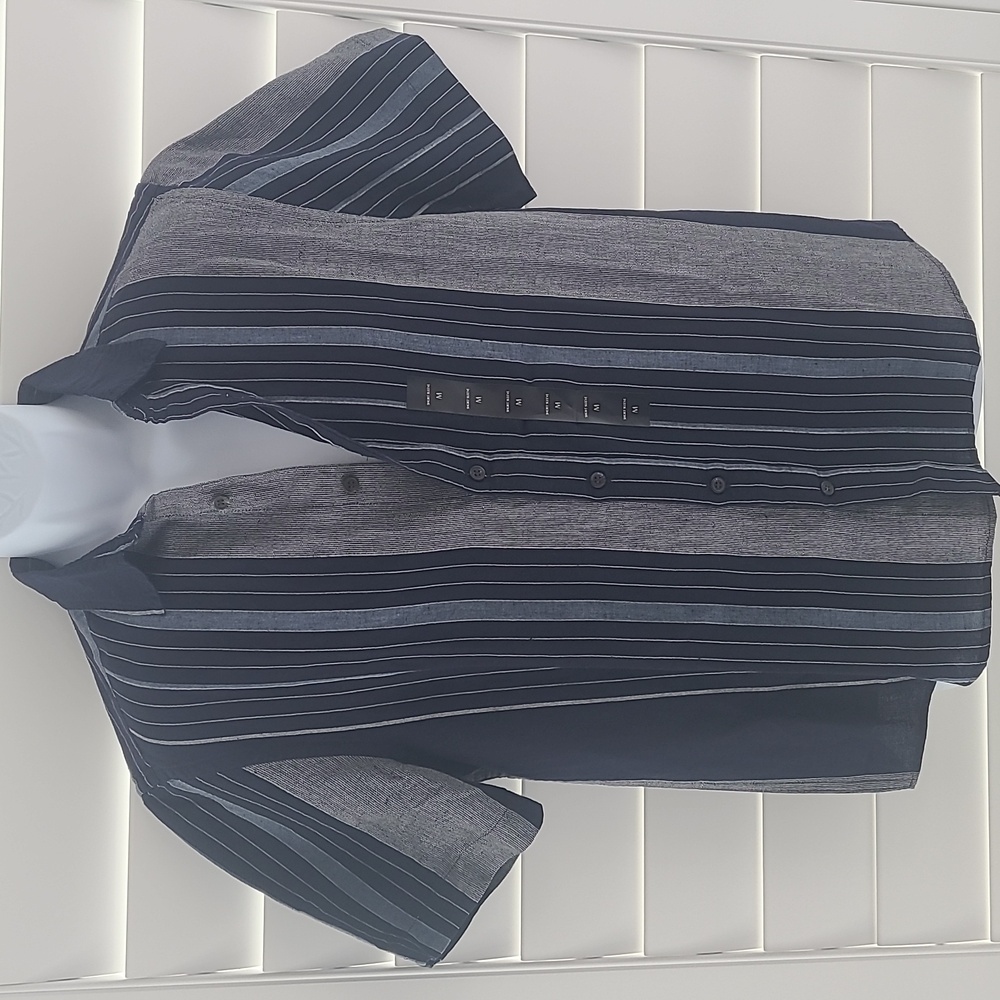 Banana Republic Navy and Light Blue Striped Shirt